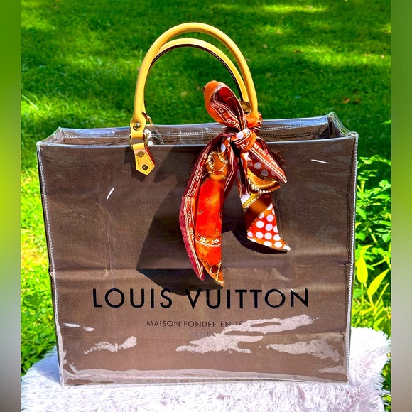 Authentic Louis Vuitton Shopping Bag with clear PVC, handles and crossbody rings - Picture 1 of 7